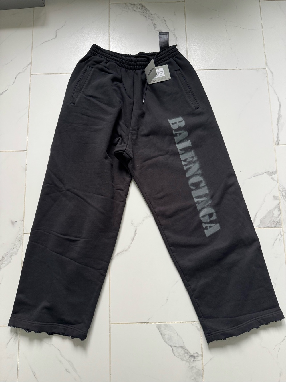 Balenciaga Black Logo Wide-Leg Sweatpants (100% authentic)